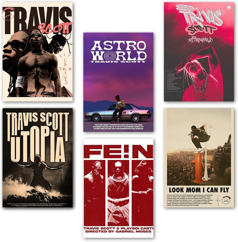 Wallgasm مجموعة ملصقات ترافيس سكوت - 6 مطبوعات جمالية - Image 1