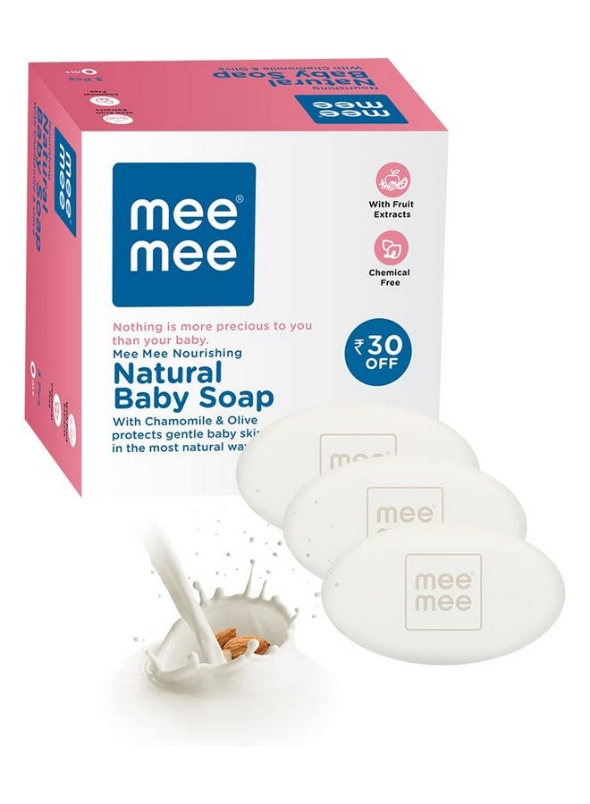 mee mee Gentle Baby Soap 75G (Pack Of 3) | Gentle Bathing Bar Infused With Chamomile, Olive, Almond Oil, And Milk Extracts | Dermatologist Tested For Soft Baby Skin | Tear-Free Formula | Paraben Free - Image 1