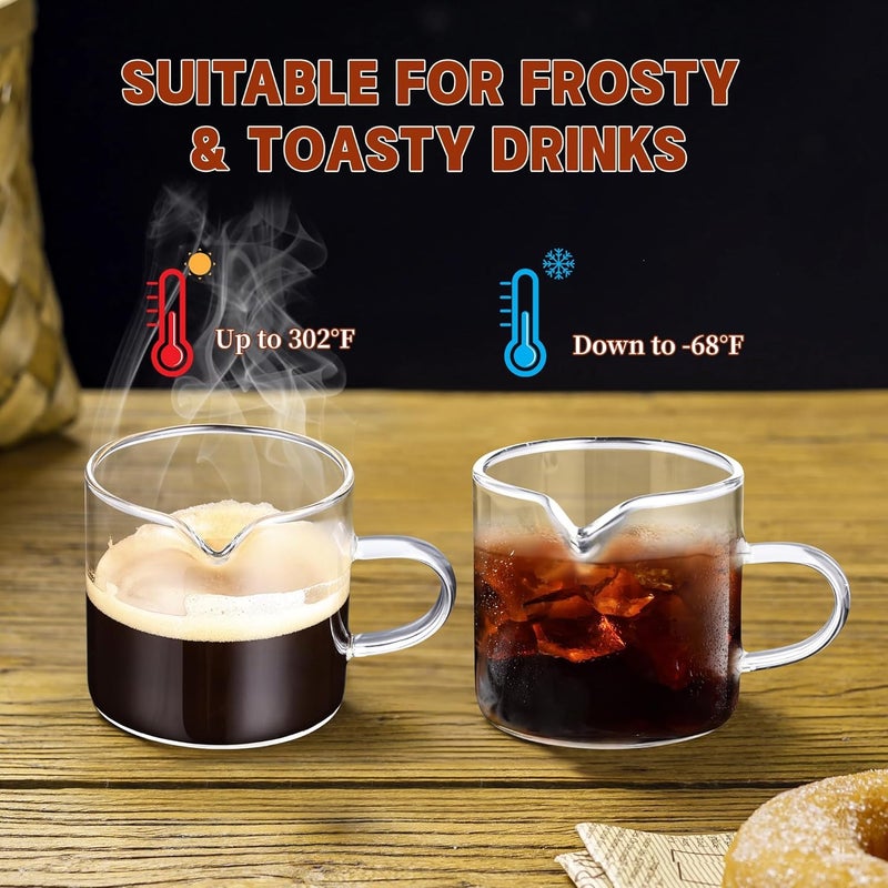Gulex Espresso Cups, Glass Coffee Espresso Cups with Pour Spout, 4.3 oz, Clear, Set of 2 (Set of 2) - Image 5