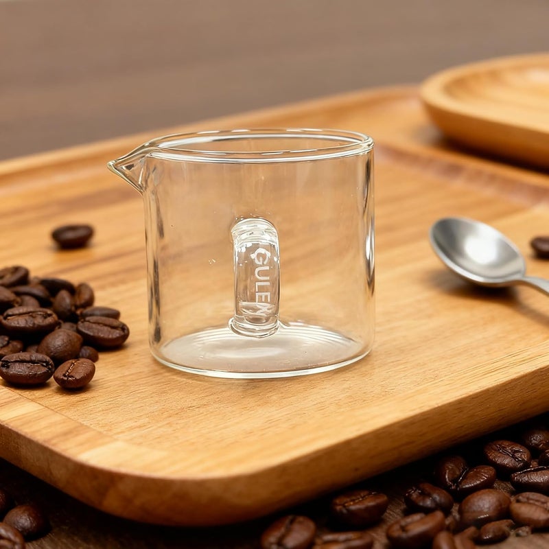 Gulex Espresso Cups, Glass Coffee Espresso Cups with Pour Spout, 4.3 oz, Clear, Set of 2 (Set of 2) - Image 3