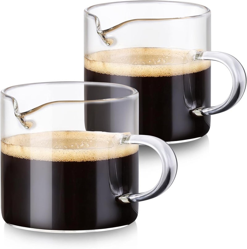 Gulex Espresso Cups, Glass Coffee Espresso Cups with Pour Spout, 4.3 oz, Clear, Set of 2 (Set of 2) - Image 1