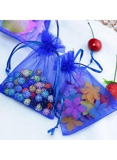 Vitacelli Organza Bags with Drawstrings 7X9 cm Jewelry Pouches Candies Eid Bridal Shower Party Wedding Favor Bags (Royal blue)  - Image 2