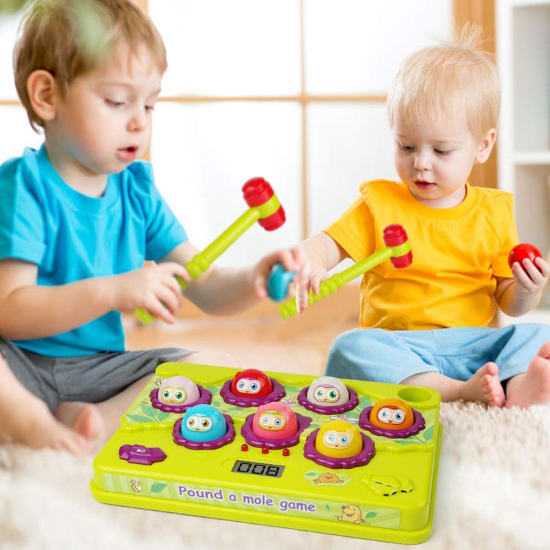BAODLON Interactive Pound a Mole Game, Toddler Toys, Light-Up Musical Pounding Toy, Early Developmental Toy, Fun Gift for Age 3, 4, 5 Years Old Kids, Boys, Girls, 2 Soft Hammers Included - Image 5