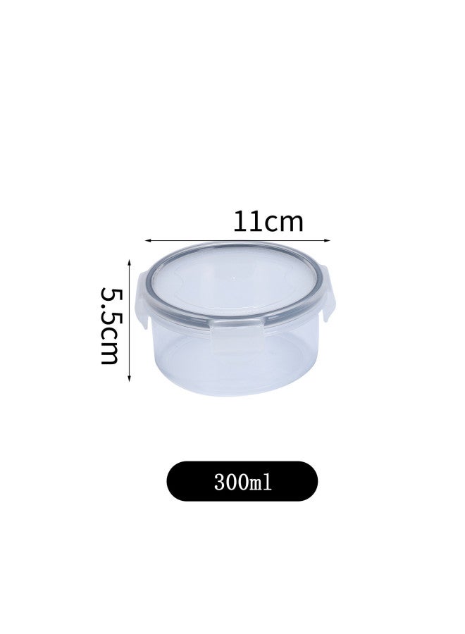 Square Sealed Preservation Box Set Transparent Plastic Refrigerator Storage Box 12 Piece Set Kitchen Fruit And Vegetable Snack Storage Box-Specifications:Round 300ml  - Image 1