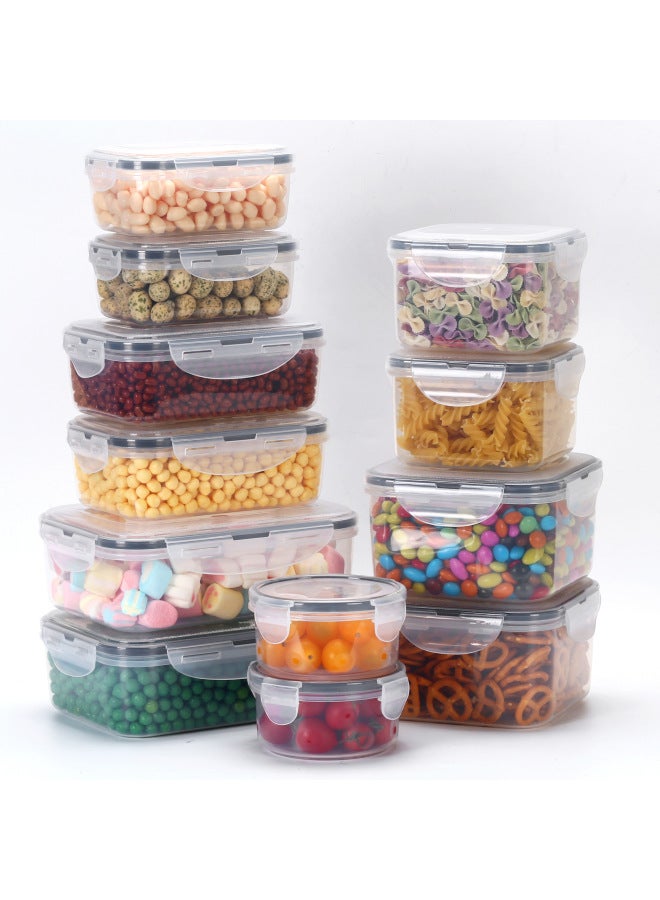 Square Sealed Preservation Box Set Transparent Plastic Refrigerator Storage Box 12 Piece Set Kitchen Fruit And Vegetable Snack Storage Box-Specifications:Round 300ml  - Image 2
