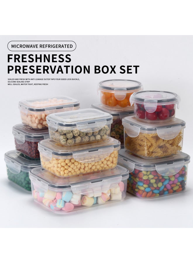 Square Sealed Preservation Box Set Transparent Plastic Refrigerator Storage Box 12 Piece Set Kitchen Fruit And Vegetable Snack Storage Box-Specifications:Round 300ml  - Image 3