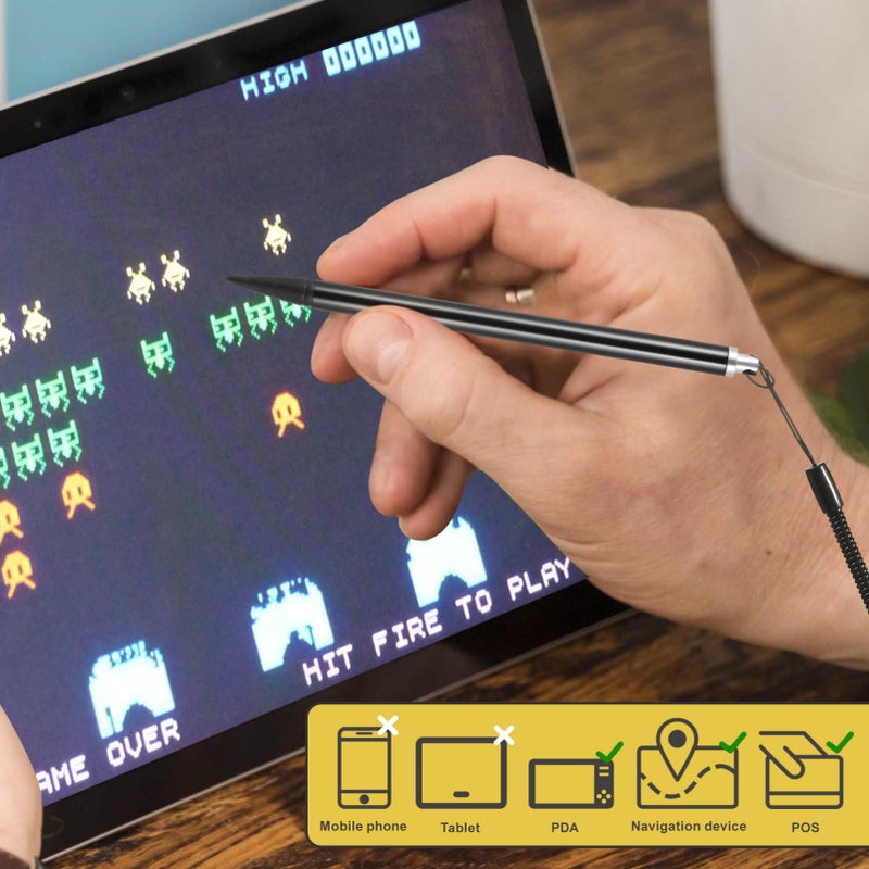3Pcs Black Capacitive Stylus Pen with Spring Rope for Accurate Writing Drawing All Touchscreen Devices - Image 3