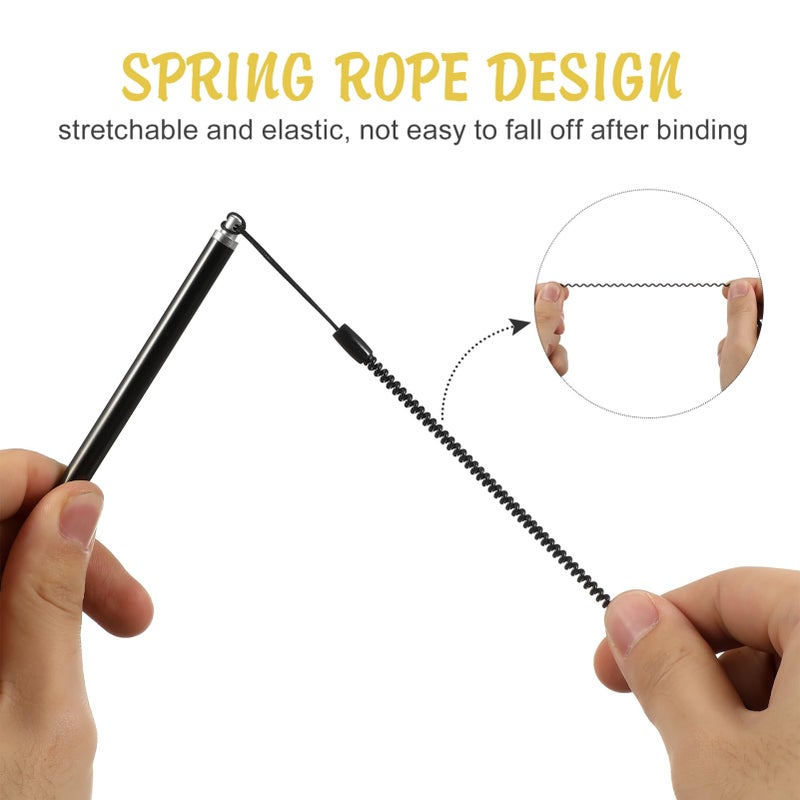 3Pcs Black Capacitive Stylus Pen with Spring Rope for Accurate Writing Drawing All Touchscreen Devices - Image 4