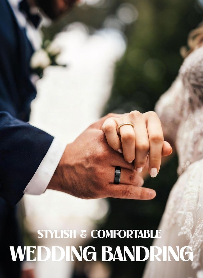 Jstyle Tungsten Mens Wedding Band 8MM Wedding Ring for Men Matte Surface - Beveled Polished Edge Anniversary Promise Rings, Men Ring Jewelry Comfort Fit Size 6-14, Metal, No Gemstone - Image 5