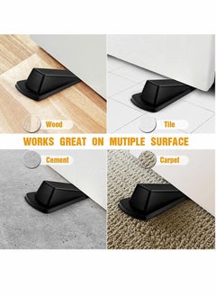 Y&D Door Stoppers for Floor Rubber Stop Wedge, Gaps and Prevent The Lock-Outs,Floor Sturdy Stackable Carpet Heavy Duty Door,Anti-Slip Design (3 Pack, Black)  - Image 4