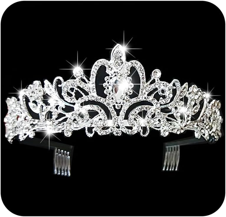 Gangel Baroque Rhinestone Crowns Vintage Hair Comb Sliver Tiaras with Crystal Crown Hair Accessories for Girls Wedding Prom Birthday Party1 pc