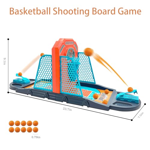 Anemeeoke Basketball Shooting Game Toy Funny Shooting Game Desktop Table Basketball Games Set Fast and Frenzied Launching ball Including 1 Basketball Stand and 10 Balls Gift for Kids 310 Year Old - Image 5