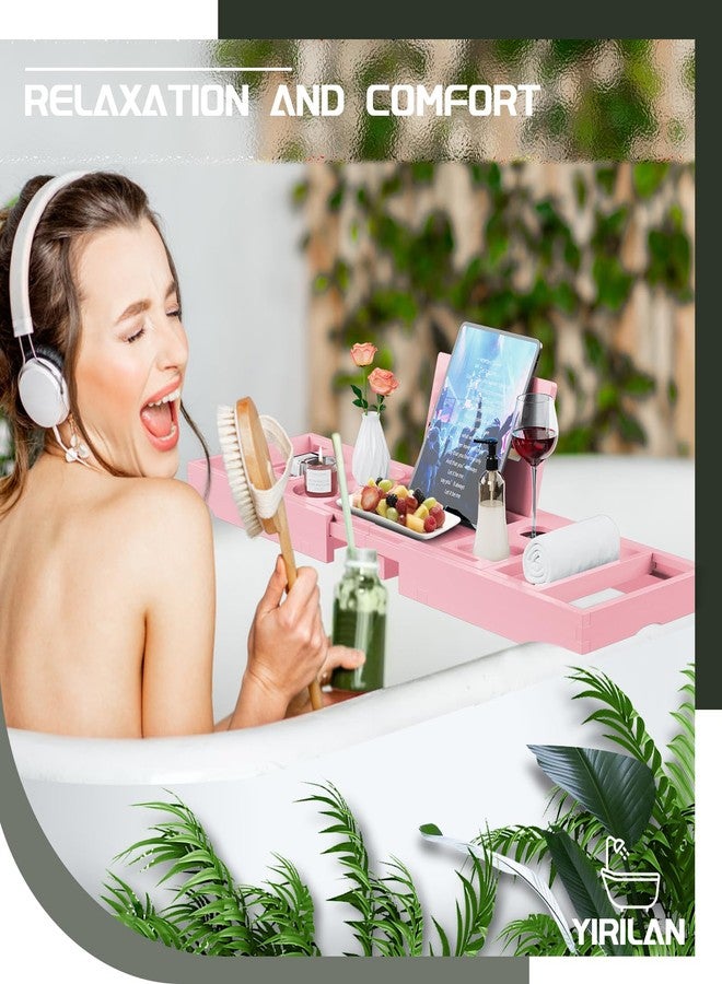 Yirilan Premium Bathtub Tray Caddy, Expandable Bath Tray, Unique House Warming Gifts, New Home, Anniversary and Wedding Gifts for Couple, Pink - Image 5