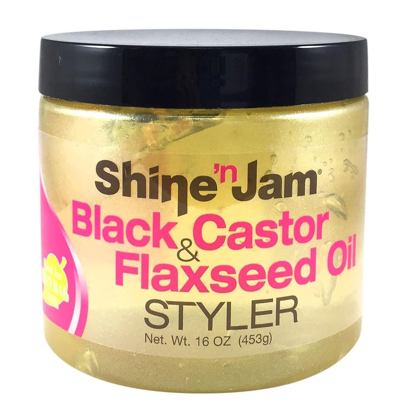 AmPro ShinenJam Castor Oil and Flaxseed Gel  Nourishes Tresses and Adds Shine  Infused With Vitamin E to Condition All Hair Textures  Strengthens with Keratin Protein and Omega 316 oz