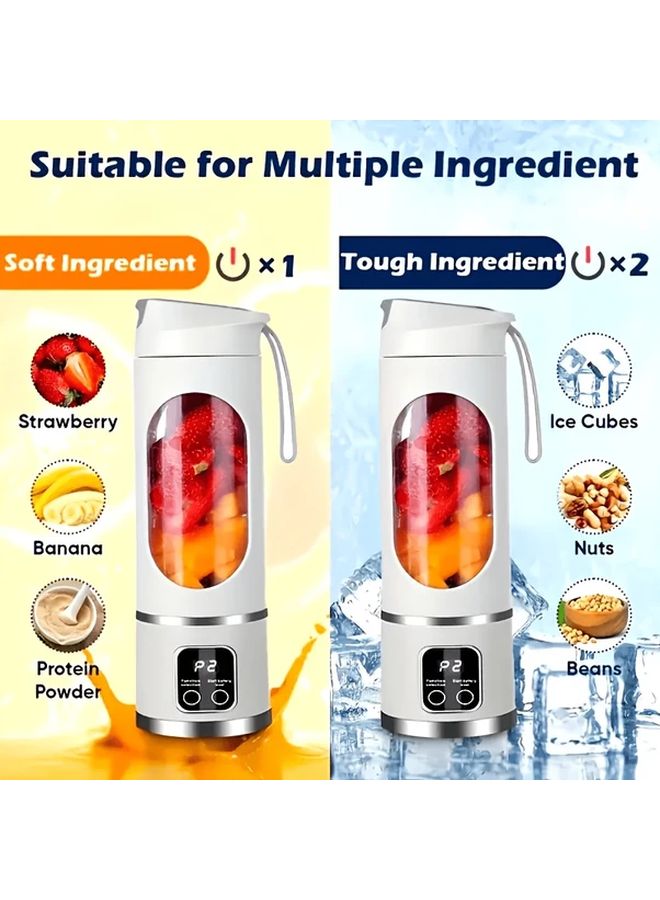 White USB Rechargeable Portable Mini Electric Juicer Digital Display 3 Speeds - Image 4
