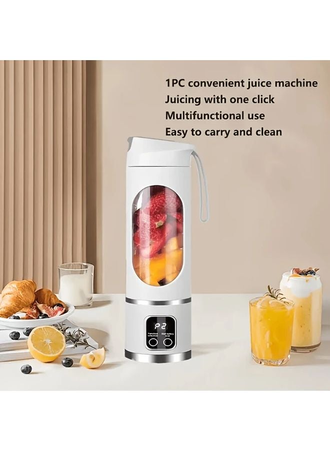 White USB Rechargeable Portable Mini Electric Juicer Digital Display 3 Speeds - Image 1