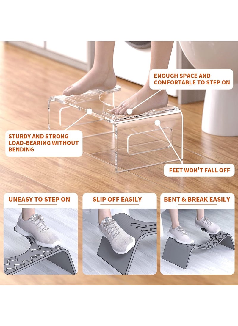 Generic - 7 Inches Acrylic Toilet Stool, Clear Bathroom Stool for Adults, Modern Design Non-Slip Stool, Strong Load-Bearing, Blends Seamlessly Into Any Bathroom - Image 1
