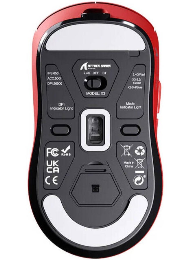 ATTACK SHARK X3 Wireless Gaming Mouse, Red - Image 5