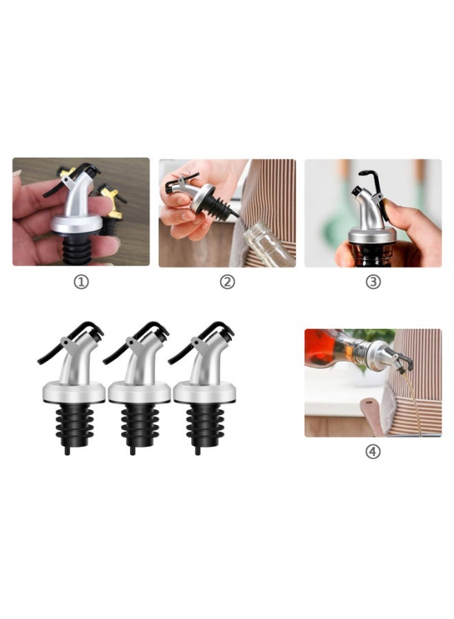 SUNSAR 15PCS Oil Vinegar Bottle Stopper Spout Leakproof Nozzle Dispenser,Leak-proof Nozzle with ABS Lock Sauce Boat Bottle Stopper Of Kitchen BBQ Tool - Image 4