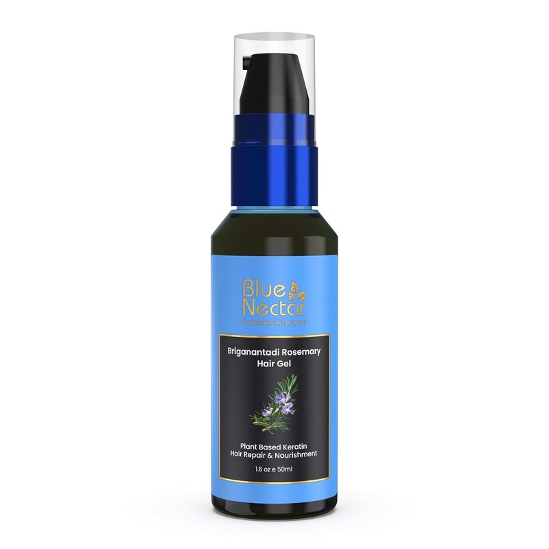 Blue Nectar Rosemary Hair Gel for Curly  Frizzy Hair  Plant Based Keratin Hair Moisturizer for Women  Men  Suitable for All Hair Types 12 Herbs 50ml - Image 1