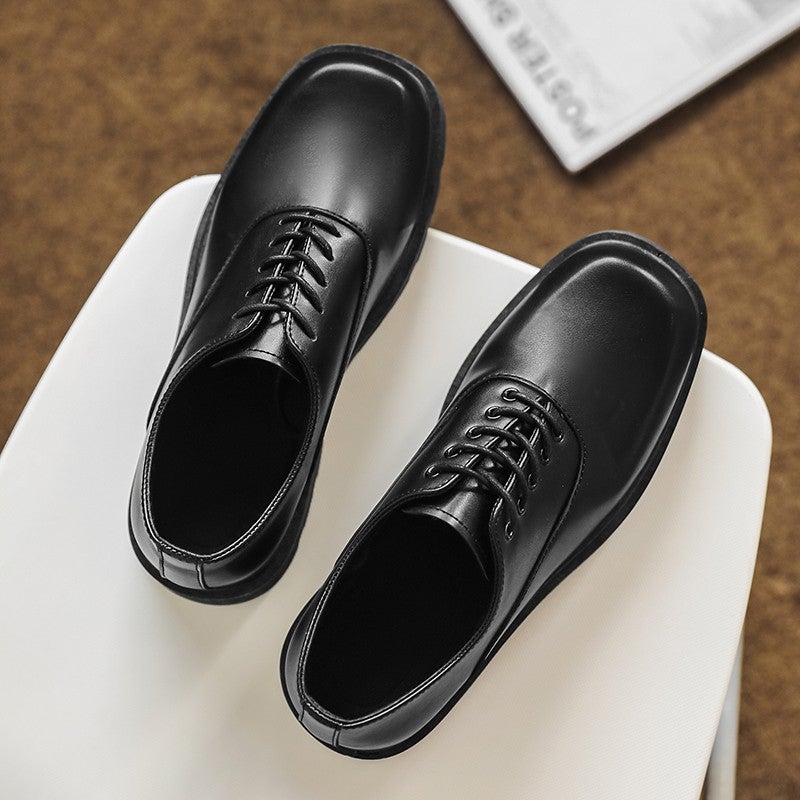 All Black Chef Men'S Shoes Winter Kitchen Kitchen Work Skate Shoes Leather Shoes Men'S Labor Protection Trendy Shoes Junior Boys Thick Sole - Image 1