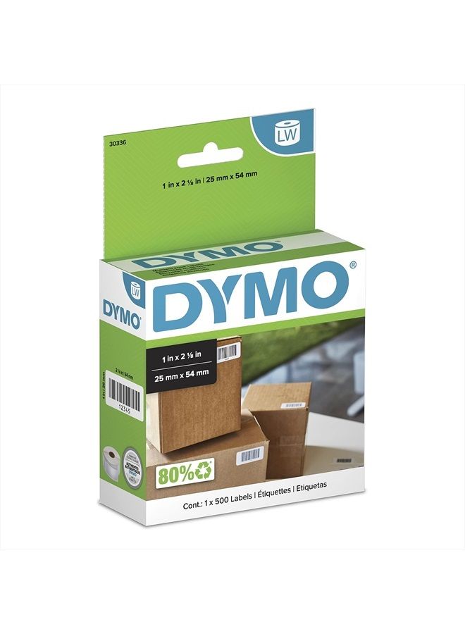 Dymo LW Multi-Purpose Labels for LabelWriter Label Printers, White, 1'' x 2-1/8'', 1 roll of 500 (30336) - Image 1