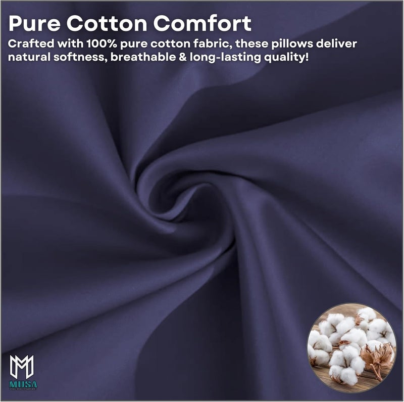 MUSA MUSA® Striped Cotton Pillow Covers – Soft, Breathable & Hotel-Inspired Pillow Covers with Envelope Closure | Elegant 5cm Oxford Frame Design for Bedroom & Home Décor (2, Navy, 50 x 65cm) - Image 5