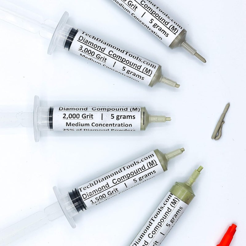 TechDiamondTools Diamond Polishing Compound Kit of 5 Polishing Paste USA Made 1200 1500 2000 3000 4000 Grit for Marble Glass Metal Rock Jewelry Resin Silver with 25% of Diamond Powder - Image 1