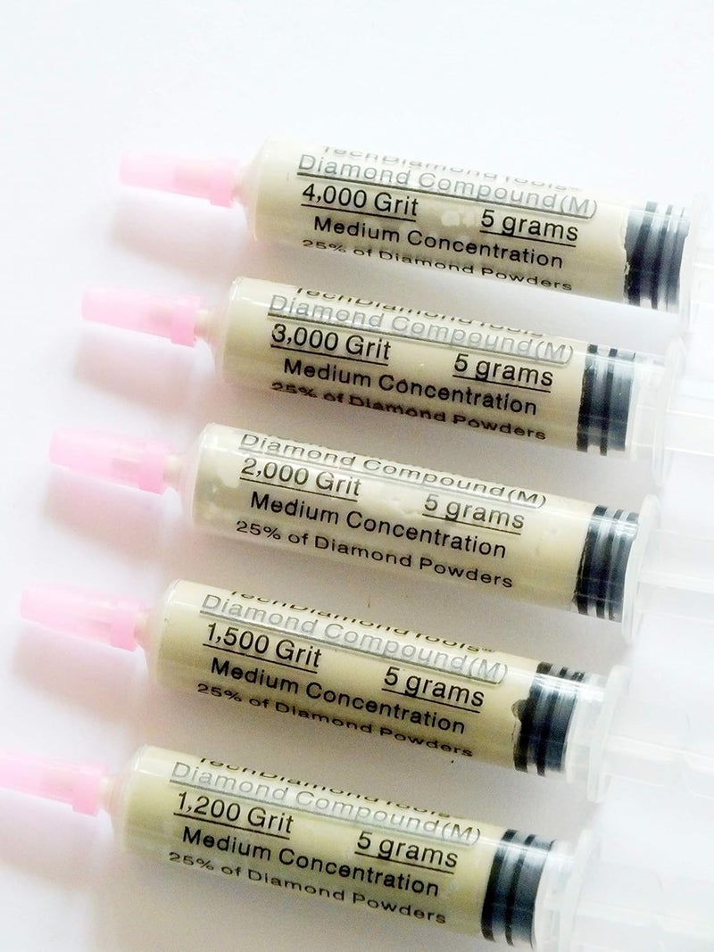 TechDiamondTools Diamond Polishing Compound Kit of 5 Polishing Paste USA Made 1200 1500 2000 3000 4000 Grit for Marble Glass Metal Rock Jewelry Resin Silver with 25% of Diamond Powder - Image 4