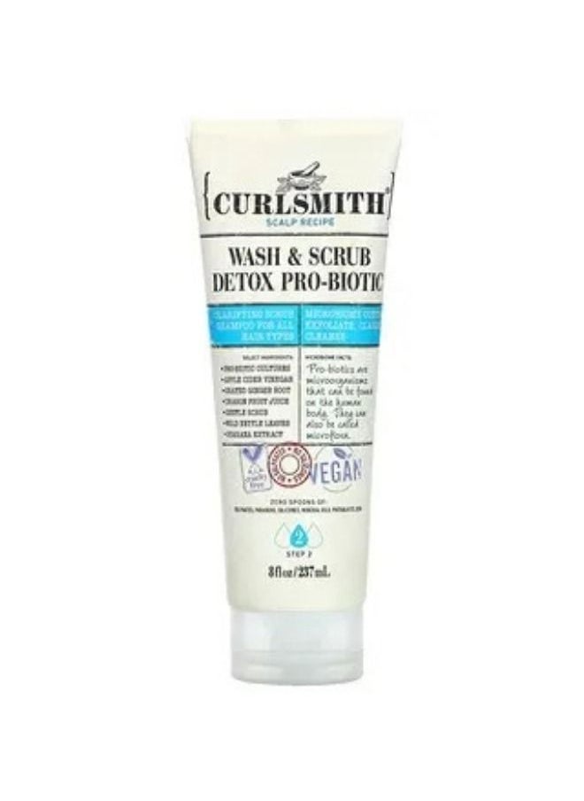 CURLSMITH - Curlsmith Wash & Scrub Detox Pro-Biotic Shampoo All Hair Types Step 2 8 fl oz 237 ml - Image 1