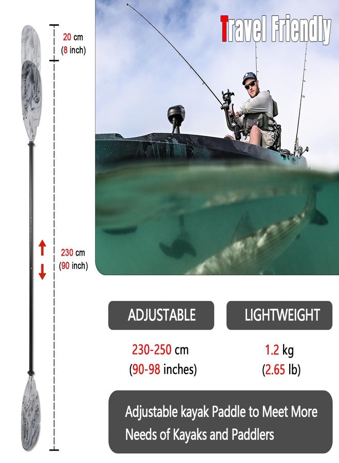 WONITAGO Angler Kayak Paddles Aluminum Paddle with Plastic Blades and Paddle Leash, Floating Adjustable Fihsing Kayak Oars, 3 Piece, 230-250cm/90-98 inch White - Image 4