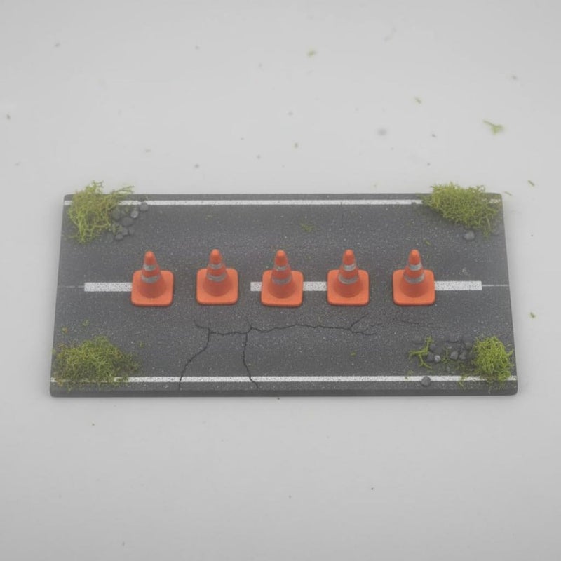 predolo 1/64 Scale Road Cone Detailed Miniature Traffic Cone Realistic Weathered Finish Small Pylon for Hobbyists, Sand Table Scenes, Dioramas, Orange - Image 3