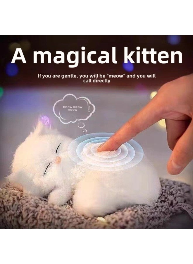 لوازم تزيين السيارة على شكل قطة مصنوعة من الكربون المنشط لسيارة زوجين قطط من فحم الخيزران لعبة محاكاة قطط لطيفة ومبتكرة - اللون: قطة بيضاء نائمة صغيرة الحجم (مع صرخة) - Image 1