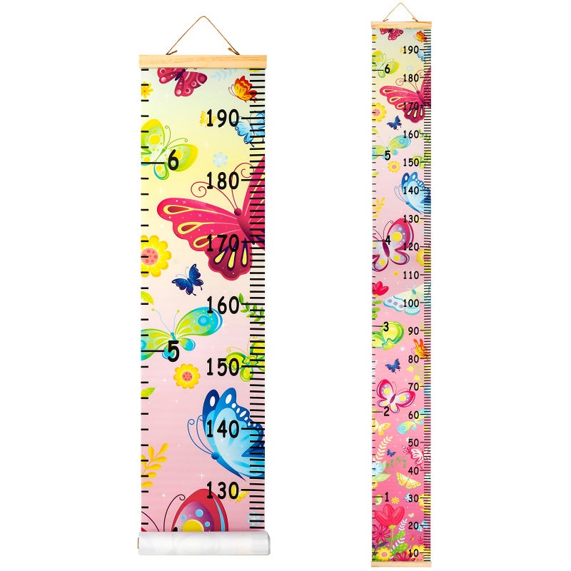 HIFOT Kids Growth Chart Height Measuring Chart Butterfly Canvas Wall Hanging Rulers for Baby Children Girls Bedroom Decor 748 787 Butterfly - Image 3
