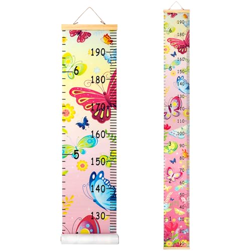 HIFOT Kids Growth Chart Height Measuring Chart Butterfly Canvas Wall Hanging Rulers for Baby Children Girls Bedroom Decor 748 787 Butterfly - Image 1