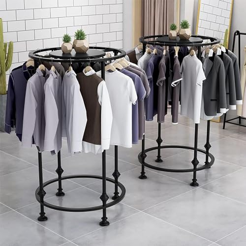 ZOUXIKOU Round Garment Display Retail Rack, Floor-Standing Round Clothes Hanging Rack, Clothing Racks with Topper, Multi-Purpose Clothing Organizer for Boutique Retail Store Laundry Home - Image 4