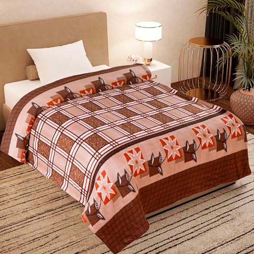 CHANDRAVATI Single Bed ||60x90||Fleece|| Quilt Cover/Duvet Cover/Rajai Cover/Blanket Cover for Winters (DC-Brown, 60x90) - Image 1