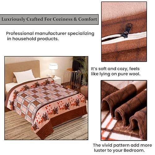 CHANDRAVATI Single Bed ||60x90||Fleece|| Quilt Cover/Duvet Cover/Rajai Cover/Blanket Cover for Winters (DC-Brown, 60x90) - Image 4