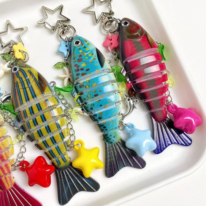 Retro Fish Star Resin Keychain Hanging Pendant for Car Keys Accessory Artistic Phone Holder - Image 4