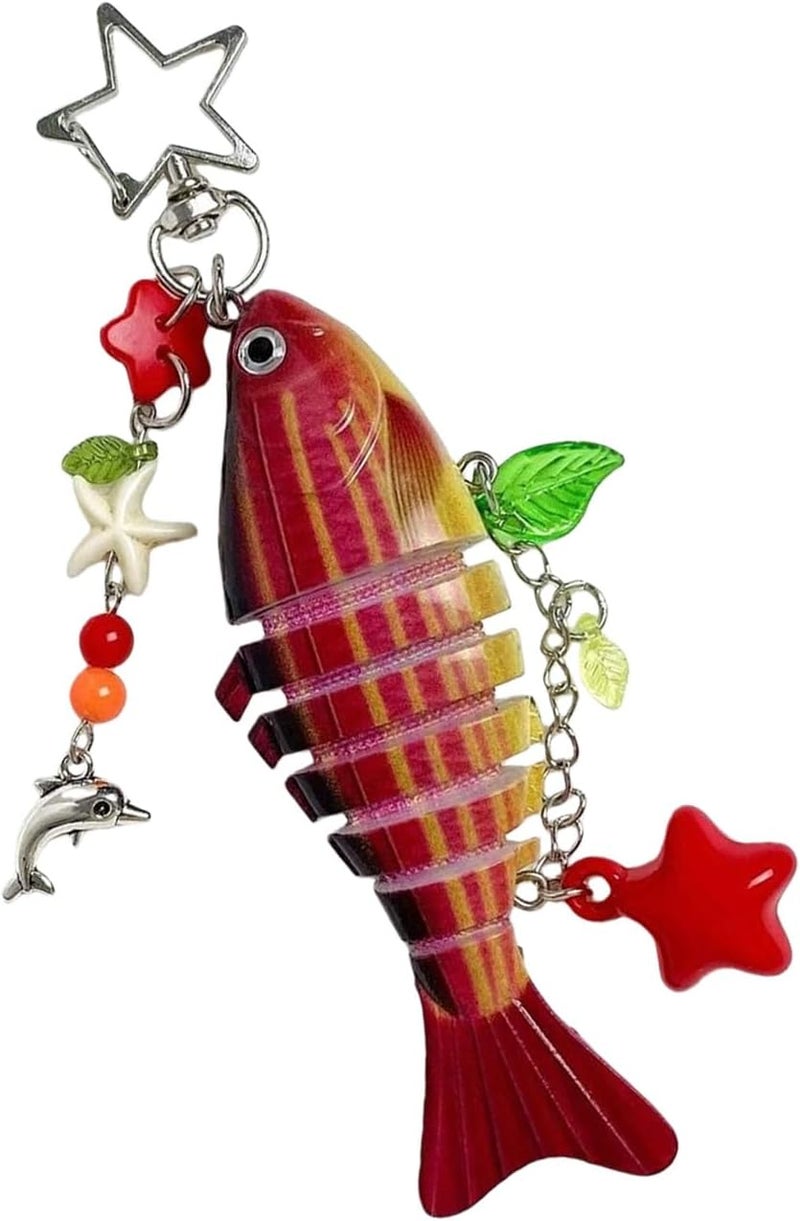 Retro Fish Star Resin Keychain Hanging Pendant for Car Keys Accessory Artistic Phone Holder - Image 1