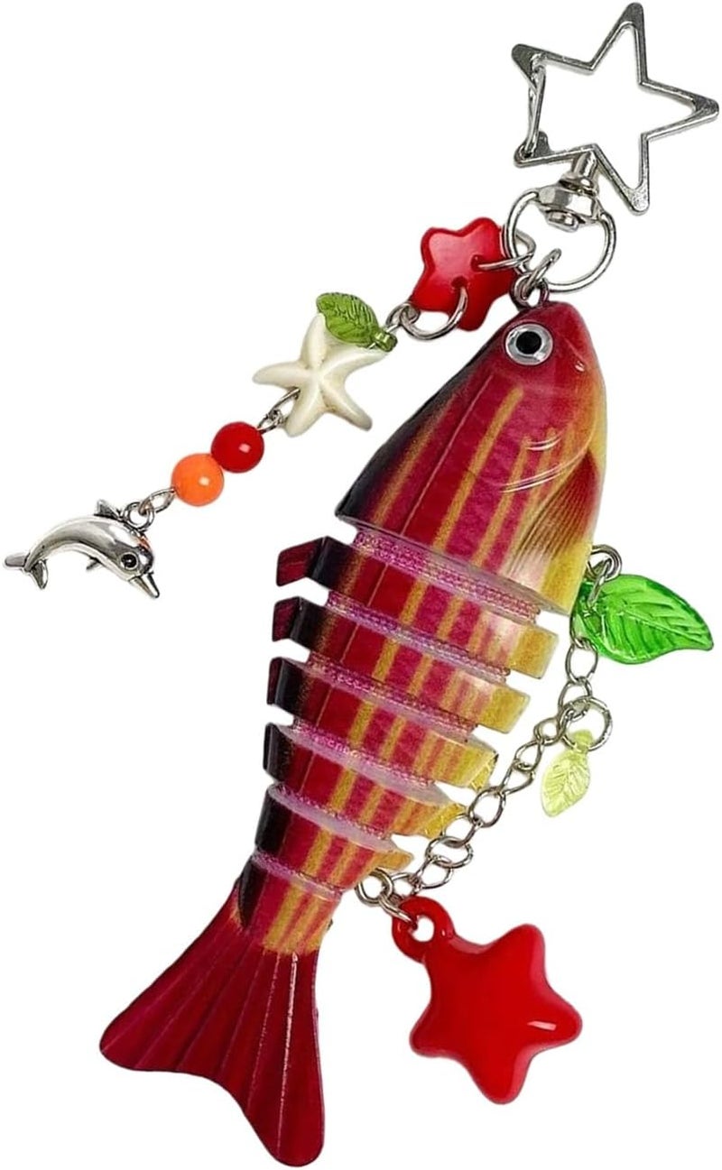 Retro Fish Star Resin Keychain Hanging Pendant for Car Keys Accessory Artistic Phone Holder - Image 5