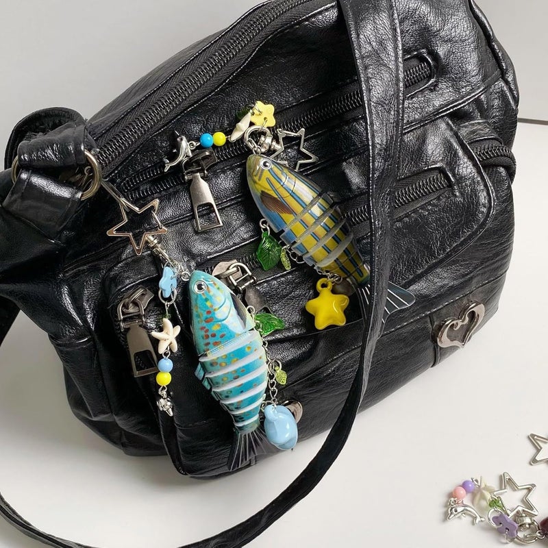 Retro Fish Star Resin Keychain Hanging Pendant for Car Keys Accessory Artistic Phone Holder - Image 3