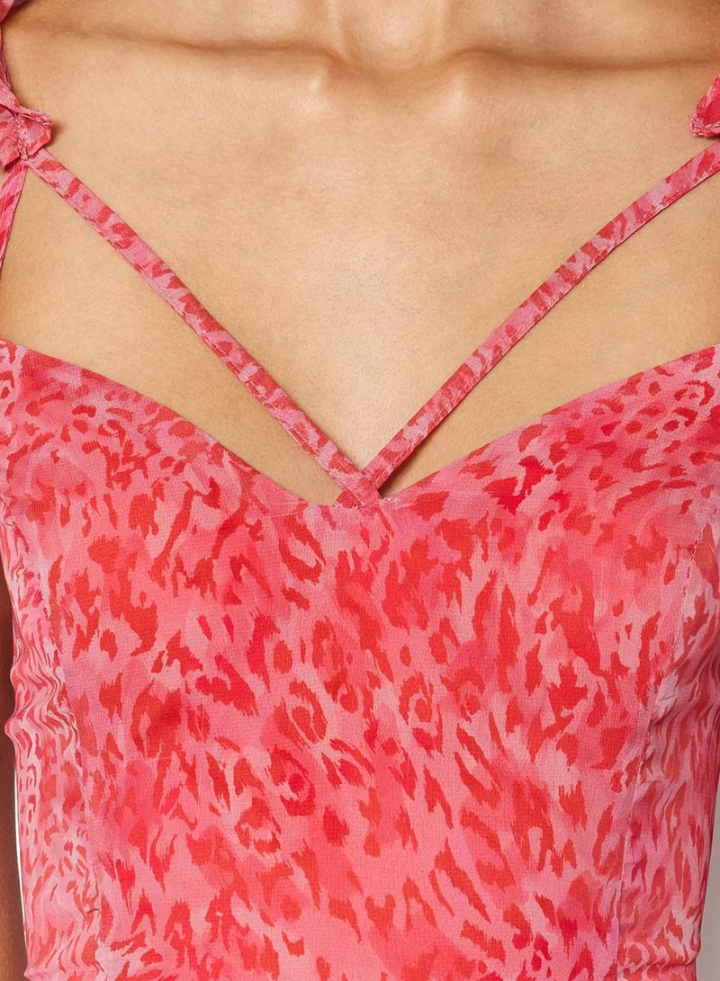 trendyol Strappy Printed Skater Dress