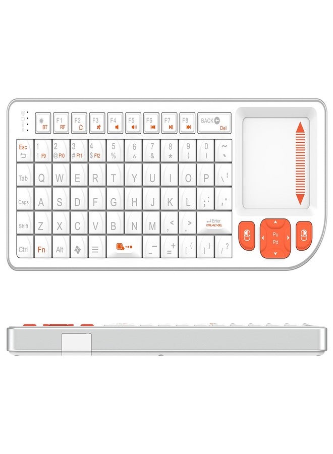 Miritz Mini Keyboard with Touchpad, Mini Bluetooth Keyboard- Portable, Rechargeable, and Compatible with iPad, Mac, Windows & Android. Ideal for Travel, Office, and Home Use (White) - Image 1