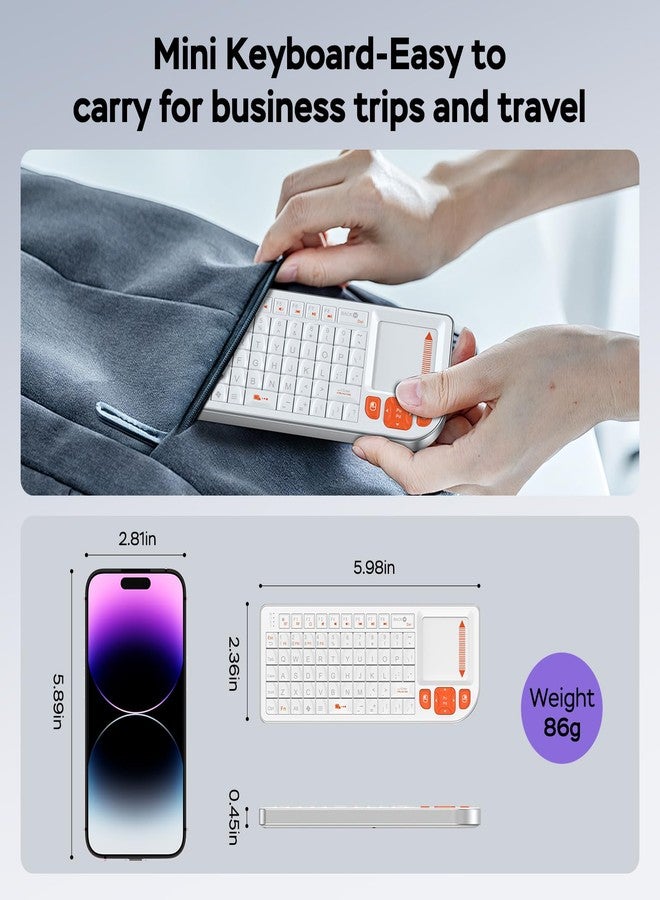 Miritz Mini Keyboard with Touchpad, Mini Bluetooth Keyboard- Portable, Rechargeable, and Compatible with iPad, Mac, Windows & Android. Ideal for Travel, Office, and Home Use (White) - Image 3