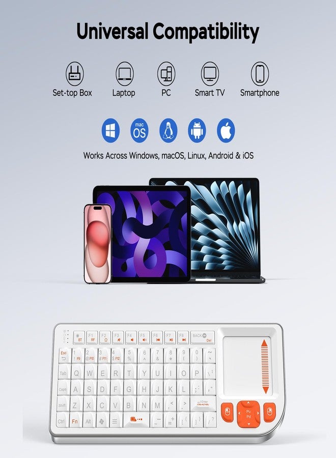 Miritz Mini Keyboard with Touchpad, Mini Bluetooth Keyboard- Portable, Rechargeable, and Compatible with iPad, Mac, Windows & Android. Ideal for Travel, Office, and Home Use (White) - Image 5