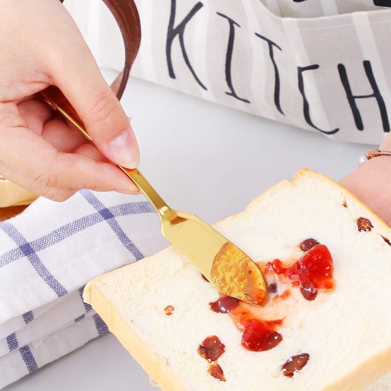 Bisda Stainless Steel Cheese Dessert Knives, Set of 6, Breakfast Butter Knife, Slicer Sandwich Spreader(Gold) - Image 5