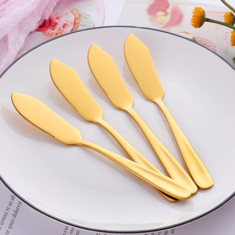 Bisda Stainless Steel Cheese Dessert Knives, Set of 6, Breakfast Butter Knife, Slicer Sandwich Spreader(Gold) - Image 3