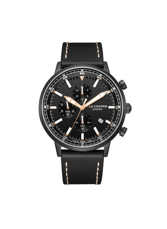 Lee Cooper Lee Cooper LC07943.651 Men's Multi Function Display Watch & Leather Strap Black
