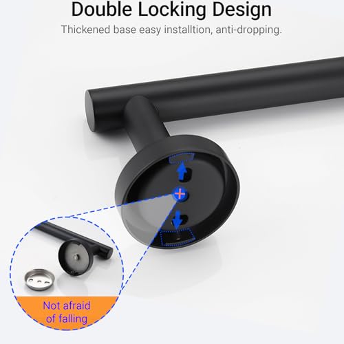 Miyili Matte Black 15.75" Towel Bar SUS 304 Stainless Steel Towel Holder for Bathroom or Kitchen Wall Mount, A01B40A - Image 4